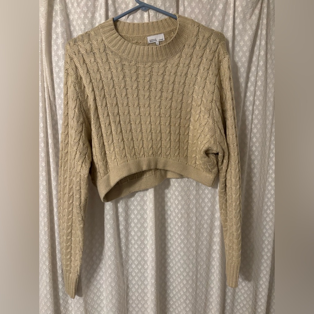 We wore what - beige cropped cable knit sweater
